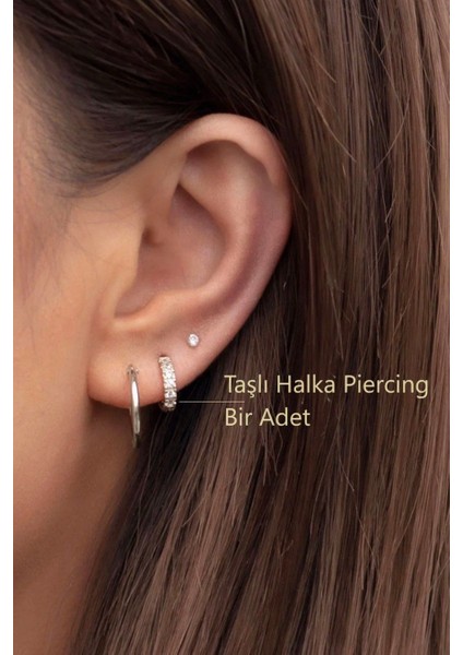 Zirkon Taşlı Halka Tragus Piercing Helix Kıkırdak Forward Helix