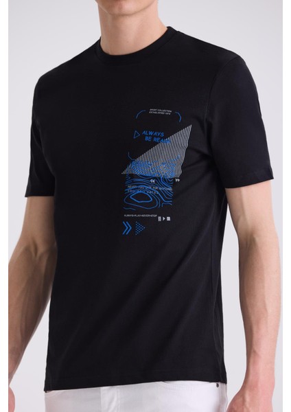 Siyah Slim Fit Bisiklet Yaka T-Shirt