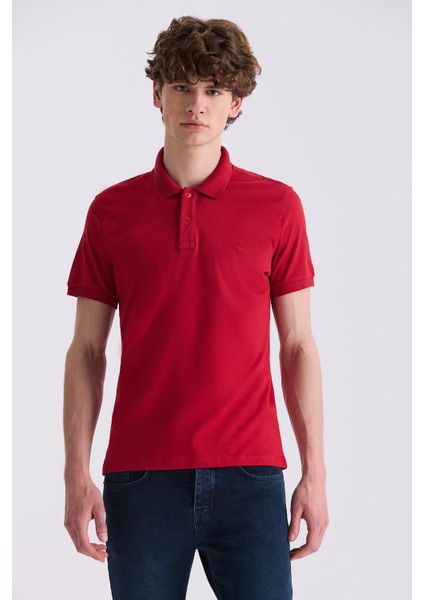 Kırmızı Slim Fit Polo Yaka T-Shirt