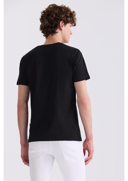 Siyah Slim Fit Bisiklet Yaka T-Shirt