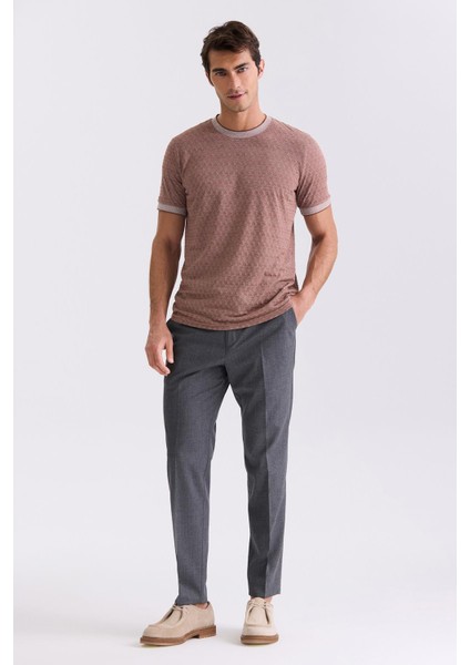 Kahve Slim Fit Bisiklet Yaka T-Shirt fiyatları