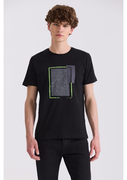 Siyah Slim Fit Bisiklet Yaka T-Shirt