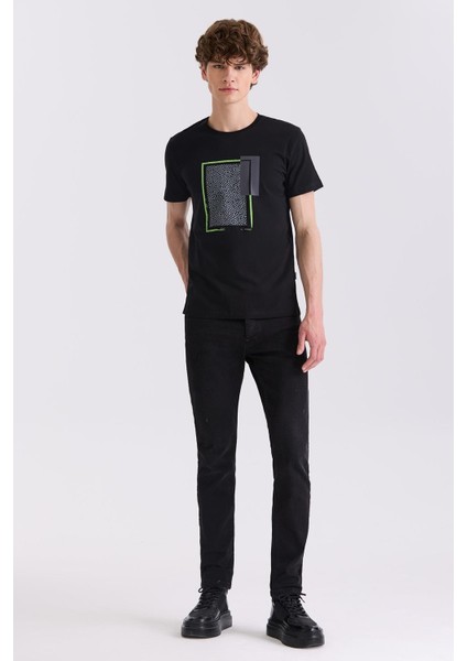 Siyah Slim Fit Bisiklet Yaka T-Shirt