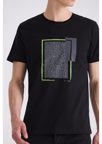 Siyah Slim Fit Bisiklet Yaka T-Shirt