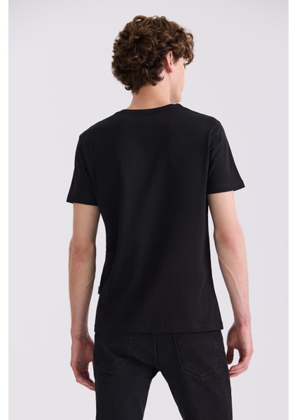 Siyah Slim Fit Bisiklet Yaka T-Shirt