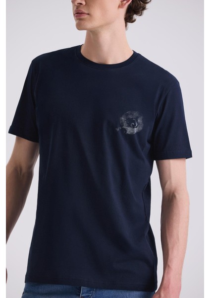 Lacivert Slim Fit Bisiklet Yaka T-Shirt