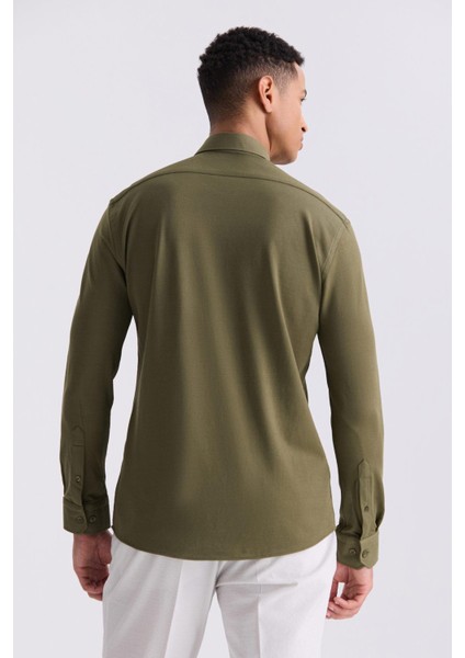 Yeşil Comfort Fit Düğmeli Yaka Pamuklu Gömlek fırsatları