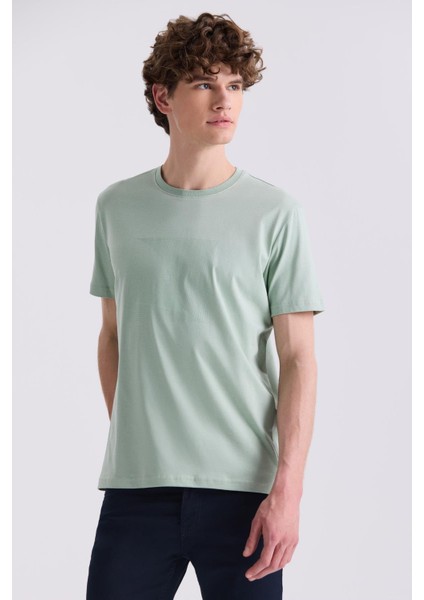 Yeşil Slim Fit Bisiklet Yaka T-Shirt