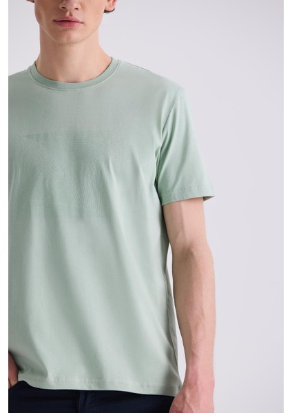 Yeşil Slim Fit Bisiklet Yaka T-Shirt modelleri