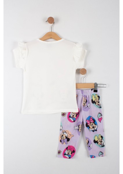 Minnie Mouse Kalp Baskılı Kız Çocuk Taytlı Alt Üst Takım