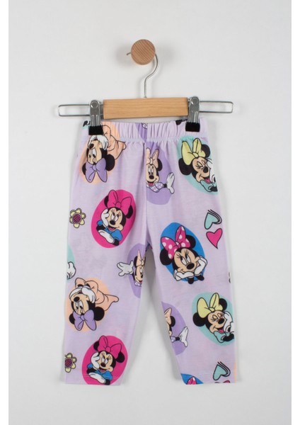 Minnie Mouse Kalp Baskılı Kız Çocuk Taytlı Alt Üst Takım