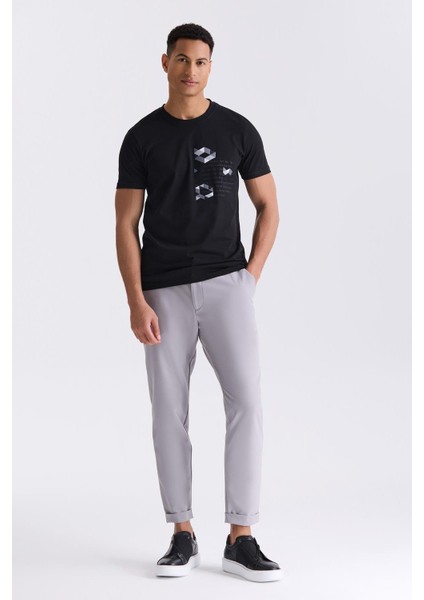 Siyah Slim Fit Bisiklet Yaka T-Shirt