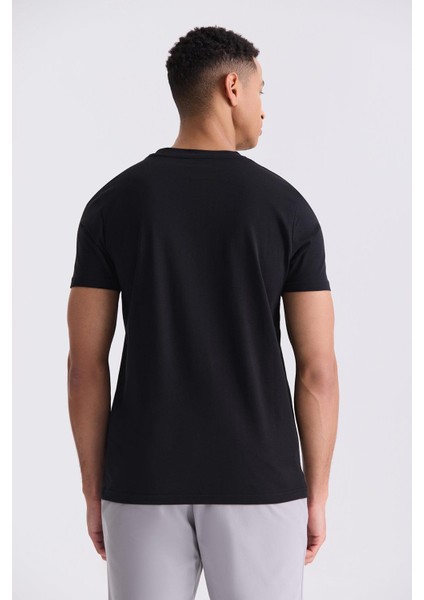 Siyah Slim Fit Bisiklet Yaka T-Shirt