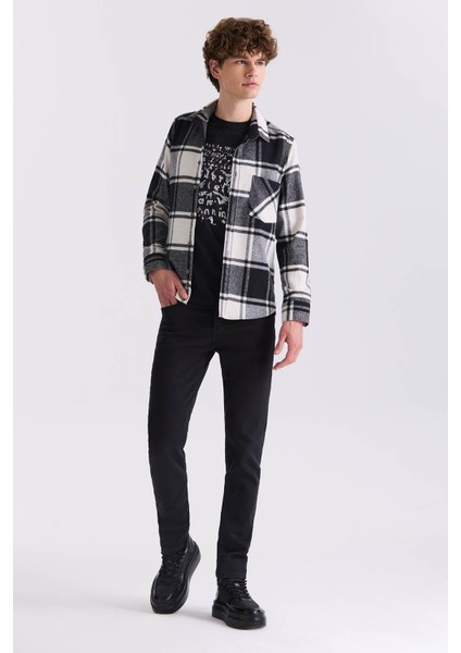 Siyah Slim Fit Ekose Desenli Pamuklu Cepli Oduncu Gömlek fiyatları