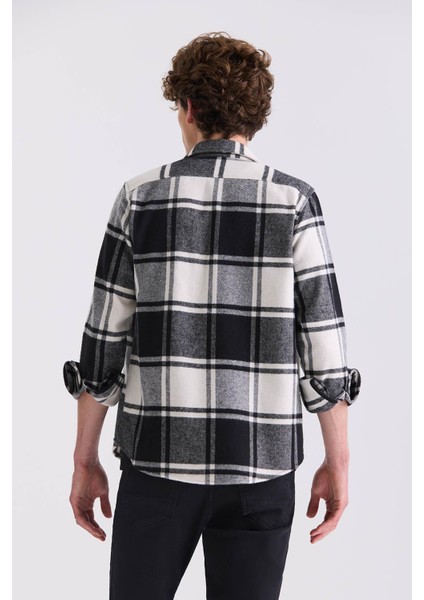 Siyah Slim Fit Ekose Desenli Pamuklu Cepli Oduncu Gömlek fırsatları