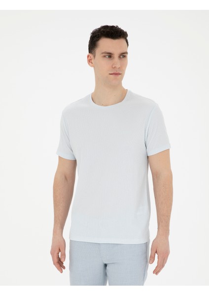 Erkek Açık Mavi Slim Fit Tişört 50288914-VR095