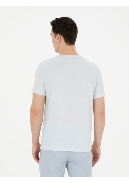 Erkek Açık Mavi Slim Fit Tişört 50288914-VR095 indirimleri