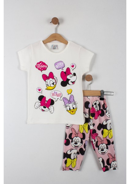 Minnie ve Daisy Duck Baskılı Kız Çocuk Taytlı Alt Üst Takım
