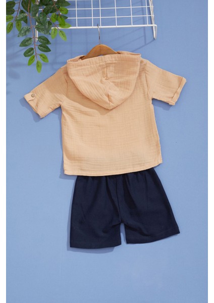 Bej Palmiye Baskılı Kanguru Cepli Erkek Bebek Şortlu Takım 18517 indirimleri