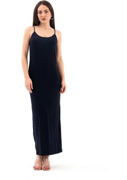 Ayarlanabilir Askılı Arkası Yırtmaçlı Elbise Lacivert fiyatları
