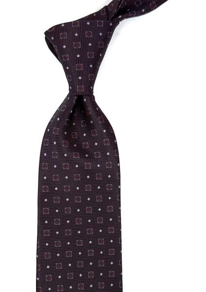 Bordo Küçük Desen Mendilli Klasik Kravat KK12514