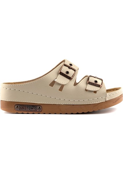 Kadın Ortopedik Anatomik Tabanlı Konfor Modeli Çift Bantlı Tokalı Rahat Dışarı & Ev Içi Terliği