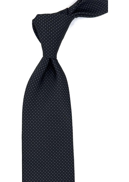 Siyah Nokta Desen Mendilli Klasik Kravat KK12334