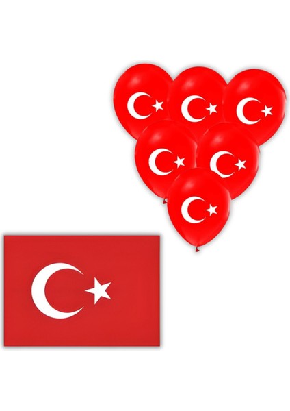 Parti Furyası 23 Nisan Süsleri 10 Lu Büyük Türk Bayraği ve Ay Yıldız Baskılı Balon 10 Lu 23 Nisan 29 Ekim Bayram Süsleri