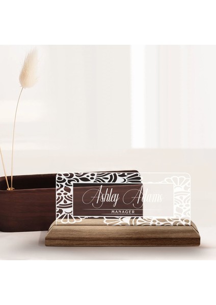 Kişiye Özel Isimli Ahşap Tabanlı Akrilik Masa Isimliği-10, Ofis Dekoru, Mesleki Hediye, Ofis Hediyeleri
