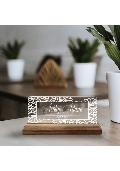 Kişiye Özel Isimli Ahşap Tabanlı Akrilik Masa Isimliği-10, Ofis Dekoru, Mesleki Hediye, Ofis Hediyeleri modelleri