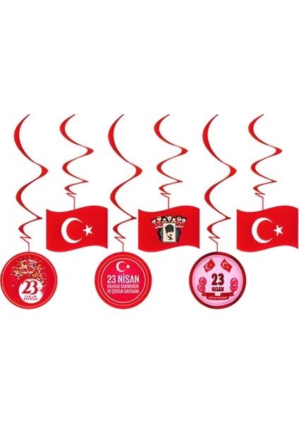 23 Nisan Süsleri 6 Lı Tavan Sarkıt Süs ve Ay Yıldız Baskılı Balon 10 Lu 23 Nisan 29 Ekim Bayram Süsleri