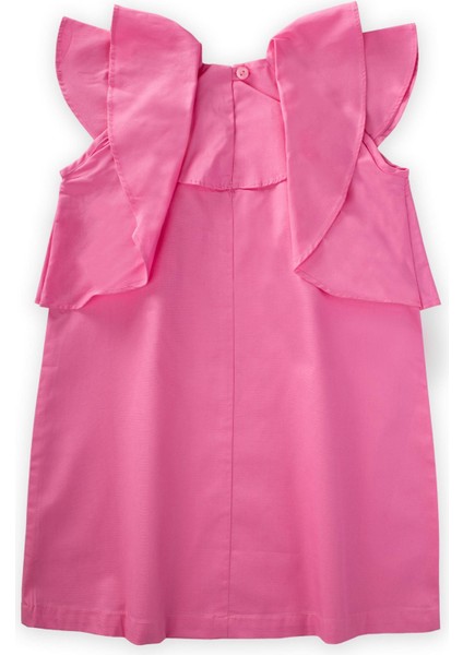 Volanlı Poplin Elbise Pembe
