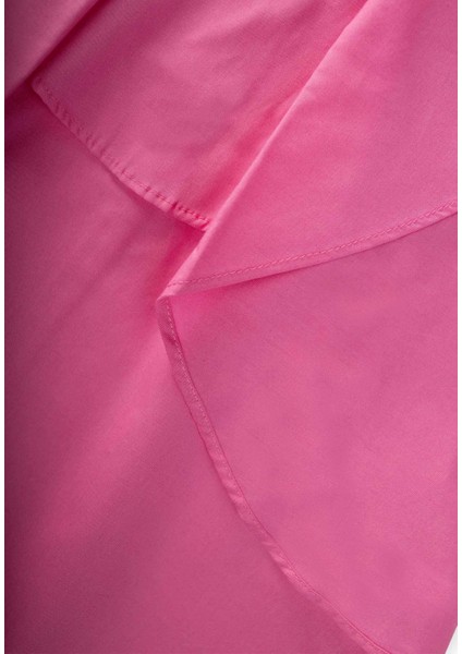 Volanlı Poplin Elbise Pembe