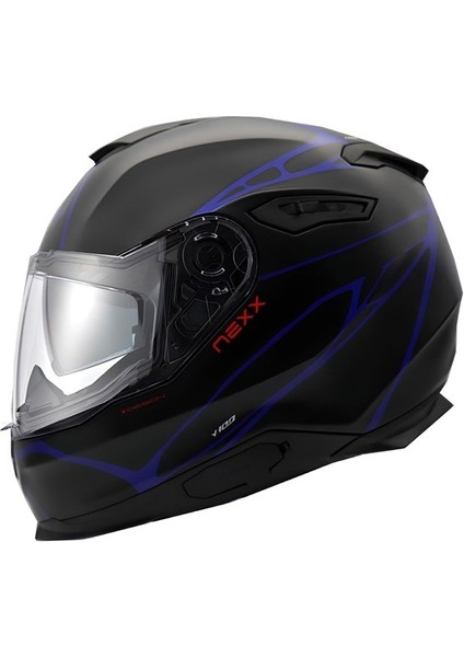 Y.100 B-Sıde Mat Siyah-Navy Mavi Kask S