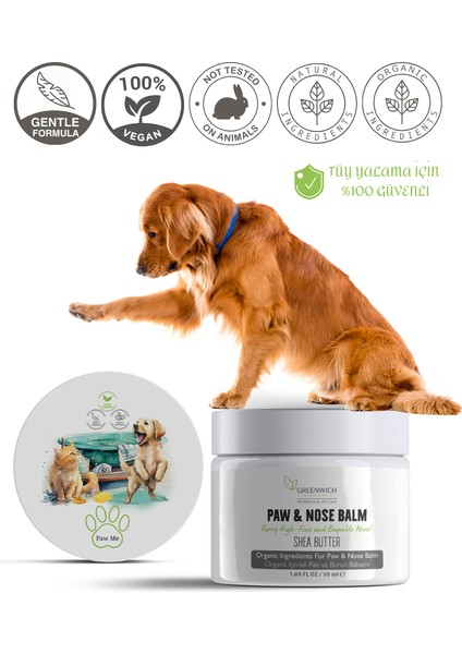 Pati Burun Nemlendirici Balm Vegan Organik İçerikli Doğal Kedi Köpek Çatlak Koruma Bakım Kremi 50 ml*2