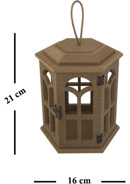 S.tkoleksiyonhobiantikaahşap Boyanabilir Mdf Altıgen Ayaklı Dekoratif Fener, Şamdan , Mumluk