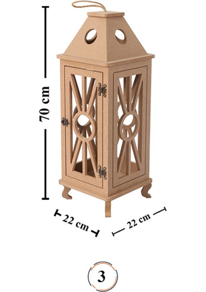 S.tkoleksiyonhobiantikaahşap Boyanabilir Mdf Kare Ayaklı Dekoratif Fener, Şamdan , Mumluk