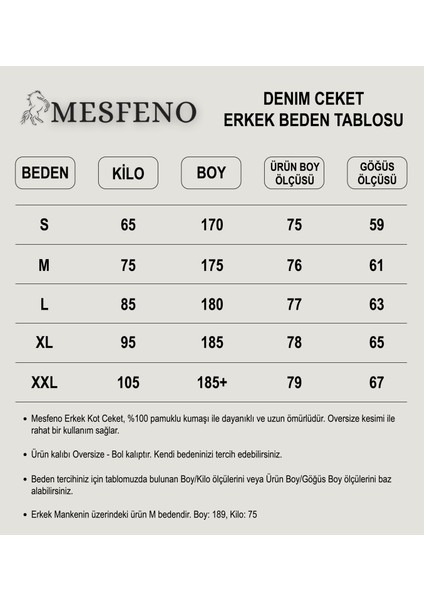 Mesfeno Erkek Gömlek Ceket, Oversize Kesim Kalın Kumaş, 2 Cep Detaylı, Pamuk, Metal Düğmeli Mavi Denim indirimleri