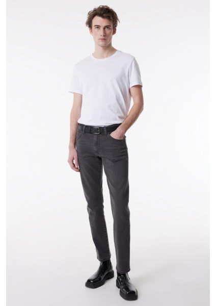 W18SBY854 Koyu Gri Erkek Larston Düşük Bel Dar Kesim Dar Paça Esnek Kot Pantolon fiyatları