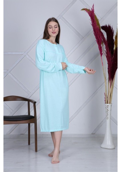 Pamuk Penye Battal Beden Düz Renk Gecelik Düğmeli Lohusa Geceliği modelleri