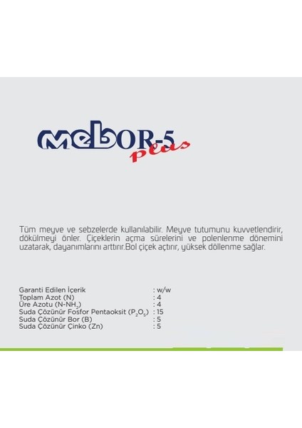 Mebor 5 Plus 5 Litre - 4-15-0 + 5 Bor (B) + 5 Çinko (Zn)