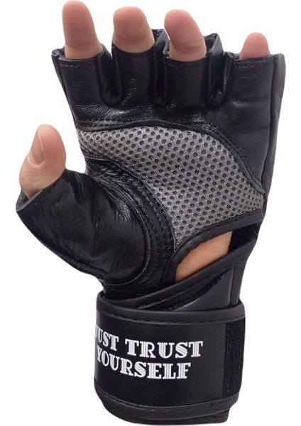 Deri 30299-L Elite Mma Eldiveni Hakiki Deri Serbest Dövüş Eldiveni Siyah fırsatları