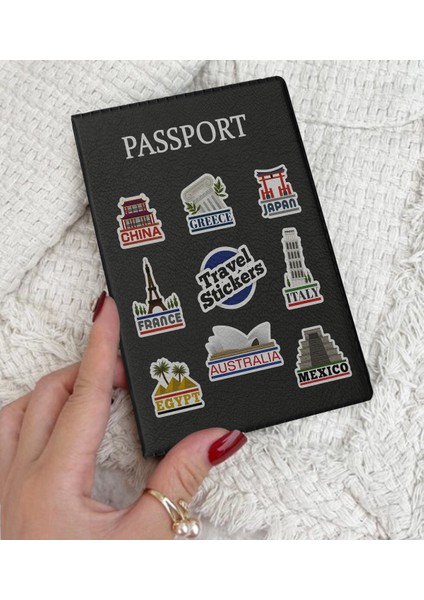 Desenli Ruhsat Kabı Oto Ruhsat Kılıfı Vinleks Deri Araç Ruhsat Koruyucu - Passportsticker