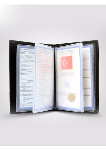 Desenli Ruhsat Kabı Oto Ruhsat Kılıfı Vinleks Deri Araç Ruhsat Koruyucu - Passportsticker