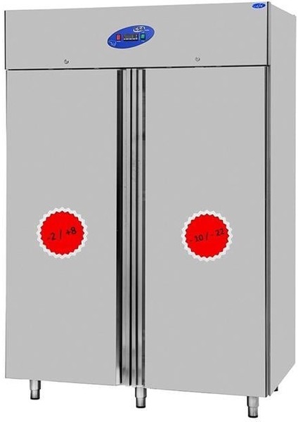 İnox Karacasan Endüstriyel 1400 Lt Çift Kapılı Buzdolabı + Derin Dondurucu