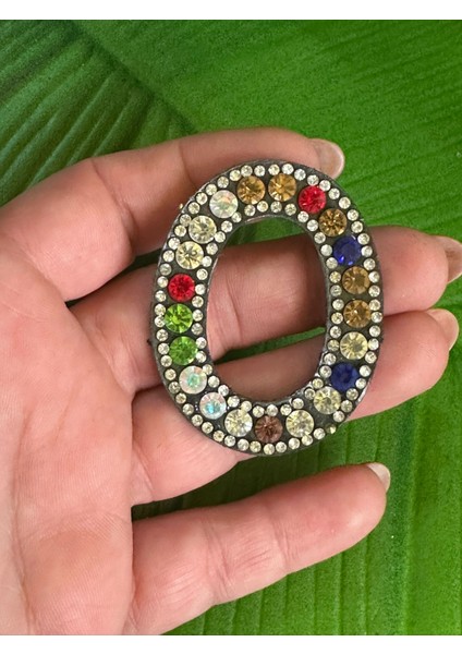 5x4 cm Ütü Ile Yapışan Taşlı Renkli O Harfi Arma