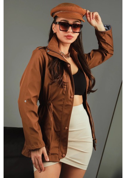 Camel Kadın Bel Bağcıklı Astarlı Trençkot P-00005285