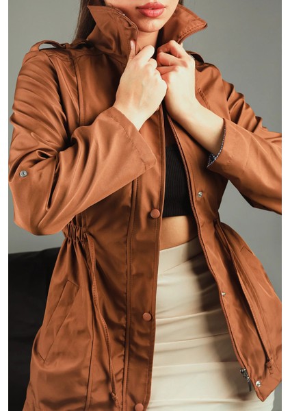 Camel Kadın Bel Bağcıklı Astarlı Trençkot P-00005285 indirimleri