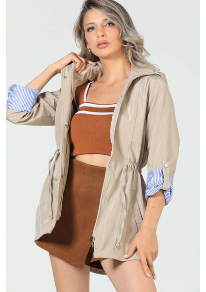 Taş Kadın Bel Bağcıklı Astarlı Trençkot P-00005285 fırsatları