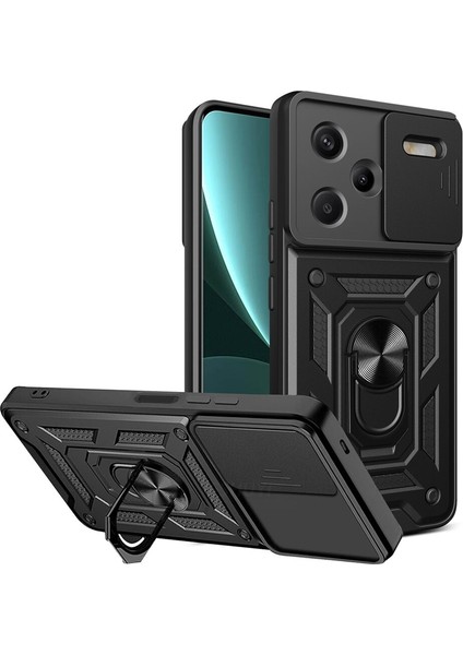 Xiaomi Redmi Note 13 Pro Plus 5g Kılıf Yüzüklü Sürgülü Kamera Korumalı Pars